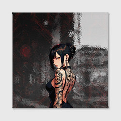 Холст квадратный Татуированная брюнетка, цвет: 3D-принт — фото 2