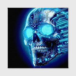 Холст квадратный Neon cyber skull - ai art, цвет: 3D-принт — фото 2