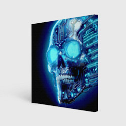 Картина квадратная Neon cyber skull - ai art