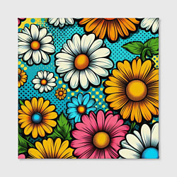Холст квадратный Графический паттерн - Летние Цветы, цвет: 3D-принт — фото 2