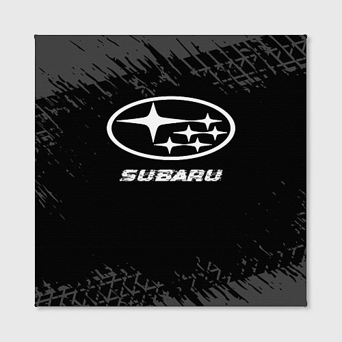 Картина квадратная Subaru speed на темном фоне со следами шин / 3D-принт – фото 2