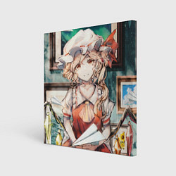 Холст квадратный Touhou Project Flandre милая с бумажным самолётико, цвет: 3D-принт