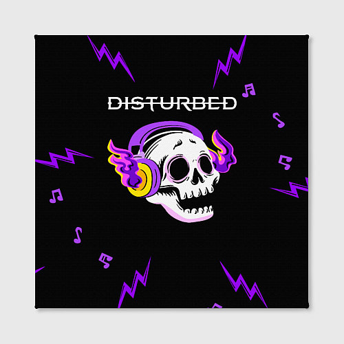 Картина квадратная Disturbed неоновый череп / 3D-принт – фото 2