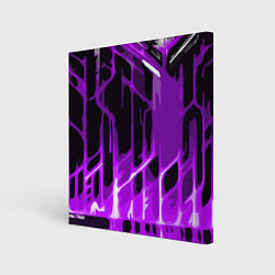 Холст квадратный Abstract purple stripes on a black background, цвет: 3D-принт