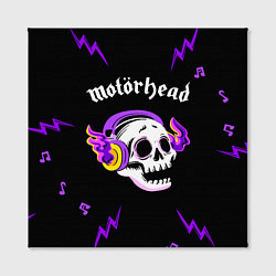 Холст квадратный Motorhead неоновый череп, цвет: 3D-принт — фото 2