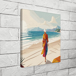 Холст квадратный Летний пейзаж с женщиной на пляже, цвет: 3D-принт — фото 2