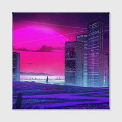 Холст квадратный Synthwave неоновый город, цвет: 3D-принт — фото 2