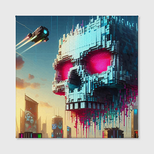 Картина квадратная Cool pixel skull - ai art fantasy / 3D-принт – фото 2