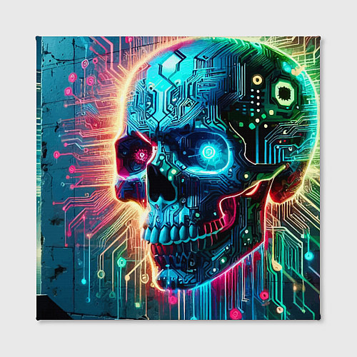 Картина квадратная Cool cyber skull - neon glow / 3D-принт – фото 2