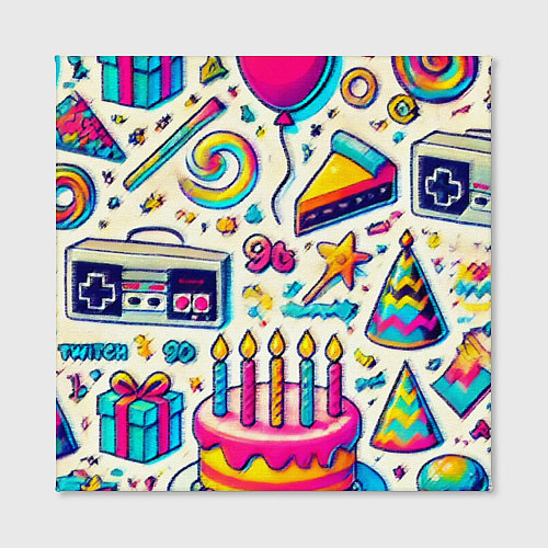 Картина квадратная Праздник 90х игры сладости и ностальгия / 3D-принт – фото 2