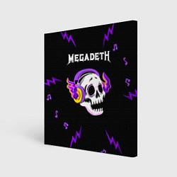 Холст квадратный Megadeth неоновый череп, цвет: 3D-принт