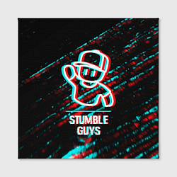 Холст квадратный Stumble Guys в стиле glitch и баги графики на темн, цвет: 3D-принт — фото 2