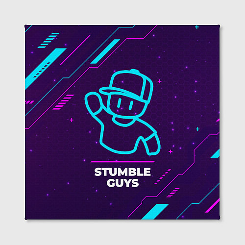 Картина квадратная Символ Stumble Guys в неоновых цветах на темном фо / 3D-принт – фото 2