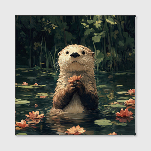 Картина квадратная Выдра в лесном пруду / 3D-принт – фото 2