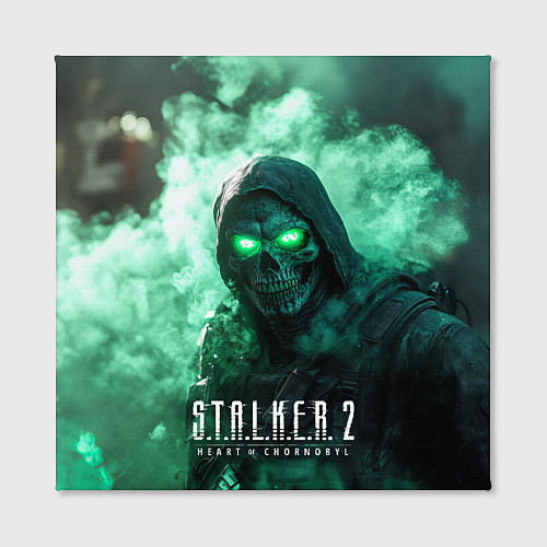 Картина квадратная Stalker 2 череп с зелеными глазами / 3D-принт – фото 2