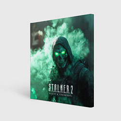 Холст квадратный Stalker 2 череп с зелеными глазами, цвет: 3D-принт