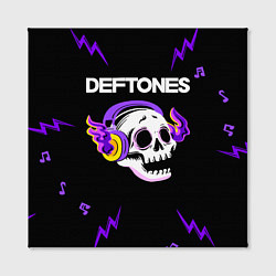 Холст квадратный Deftones неоновый череп, цвет: 3D-принт — фото 2