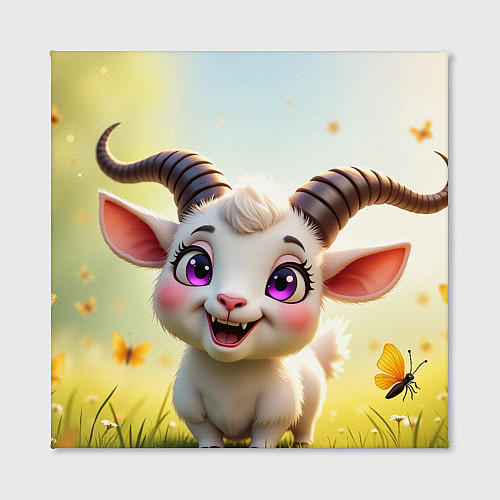 Картина квадратная Козлёнок на лугу / 3D-принт – фото 2