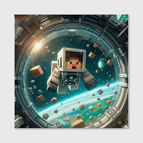 Картина квадратная An astronaut in outer space - Minecraft / 3D-принт – фото 2