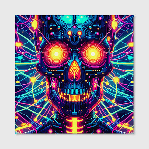 Картина квадратная Neon skull - ai art fantasy / 3D-принт – фото 2