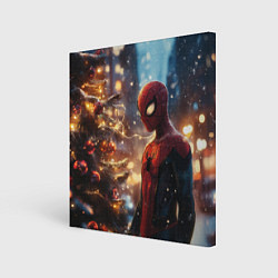 Холст квадратный Spider-man new year, цвет: 3D-принт