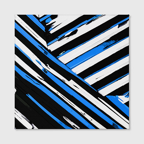 Картина квадратная Бело-синие диагональные полосы на чёрном фоне / 3D-принт – фото 2