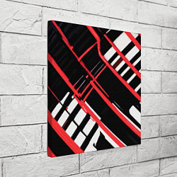 Холст квадратный Красно-белые линии на чёрном фоне, цвет: 3D-принт — фото 2