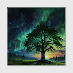 Холст квадратный Дерево под северным сиянием, цвет: 3D-принт — фото 2