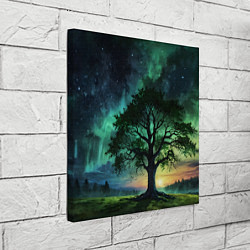 Холст квадратный Дерево под северным сиянием, цвет: 3D-принт — фото 2