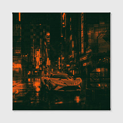 Холст квадратный Спорткар в оранжево-зелёных тенях, цвет: 3D-принт — фото 2