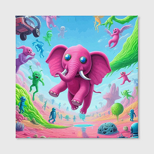 Картина квадратная Парящий в воздухе розовый слон - сюрреализм / 3D-принт – фото 2