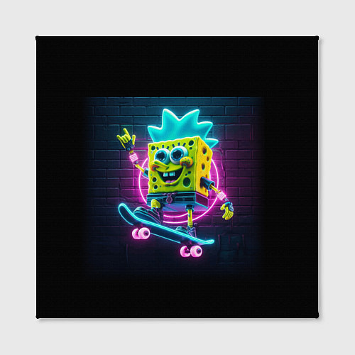 Картина квадратная Sponge Bob on a skateboard - ai art fantasy / 3D-принт – фото 2