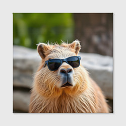 Холст квадратный Модная капибара в темных очках, цвет: 3D-принт — фото 2