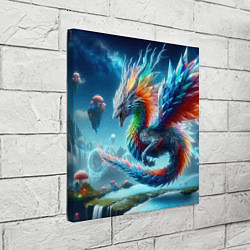 Холст квадратный Полигональный дракон на планете водопадов и грибов, цвет: 3D-принт — фото 2