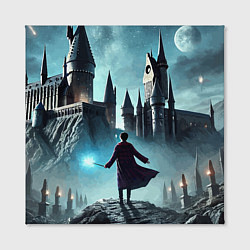 Холст квадратный Гарри Поттер перед Хогвартсом - нейроарт фантазия, цвет: 3D-принт — фото 2