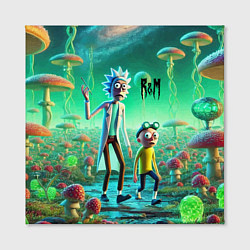 Холст квадратный Рик и Морти изучают планету мухоморов - нейроарт ф, цвет: 3D-принт — фото 2