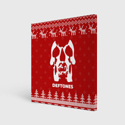 Холст квадратный Новогодний Deftones с оленями, цвет: 3D-принт