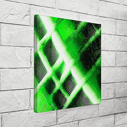 Холст квадратный Зелёная сеть на чёрном фоне, цвет: 3D-принт — фото 2