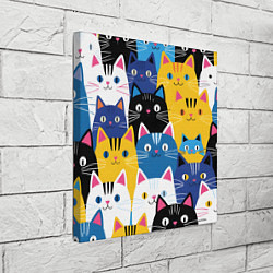 Холст квадратный Много цветных котиков, цвет: 3D-принт — фото 2