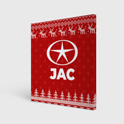Холст квадратный Новогодний JAC с оленями, цвет: 3D-принт