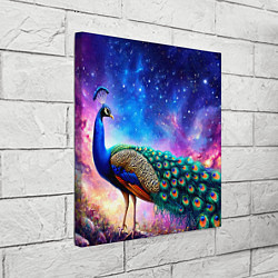 Холст квадратный Павлин на фоне космоса, цвет: 3D-принт — фото 2