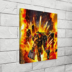 Холст квадратный Дэдпул и Росомаха при взрыве, цвет: 3D-принт — фото 2