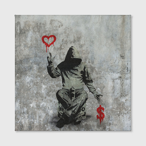 Картина квадратная Banksy - heart money / 3D-принт – фото 2