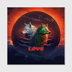 Холст квадратный Любовь - волк и волчица, цвет: 3D-принт — фото 2