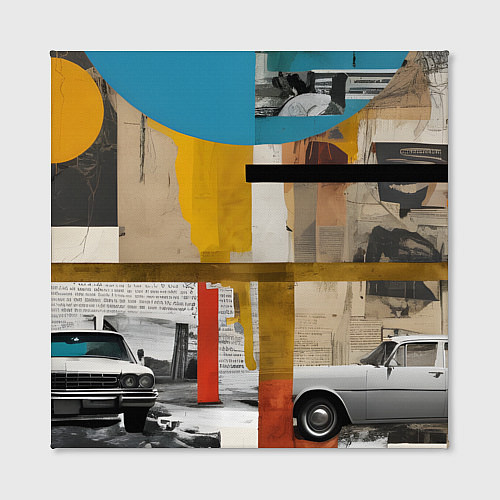 Картина квадратная Ретро коллаж с автомобилем / 3D-принт – фото 2