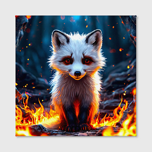 Картина квадратная Песец в огне / 3D-принт – фото 2