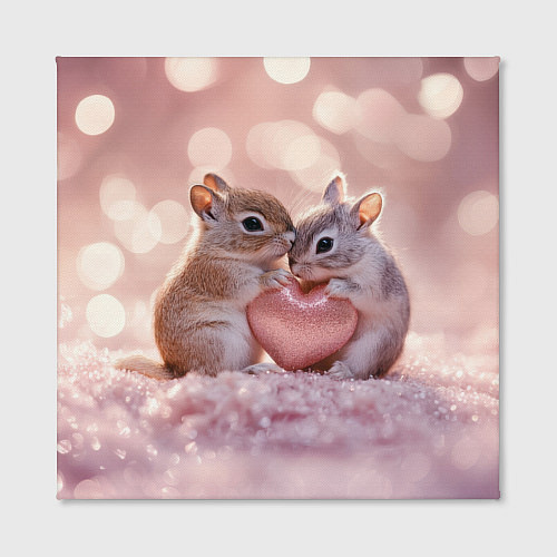 Картина квадратная Влюбленные белочки с сердечком / 3D-принт – фото 2