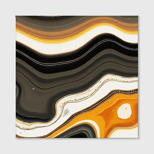 Картина квадратная Волнистые чёрно-жёлтые полосы на белом фоне / 3D-принт – фото 2