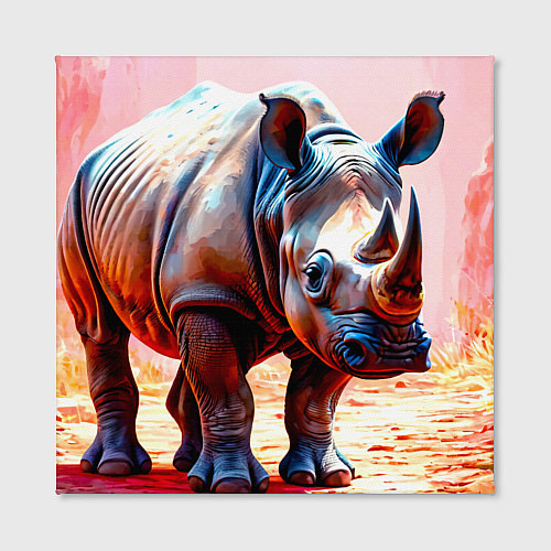 Картина квадратная Носорог в розовом / 3D-принт – фото 2