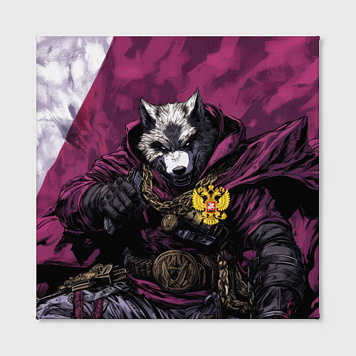 Картина квадратная Волк с золотым гербом РФ / 3D-принт – фото 2